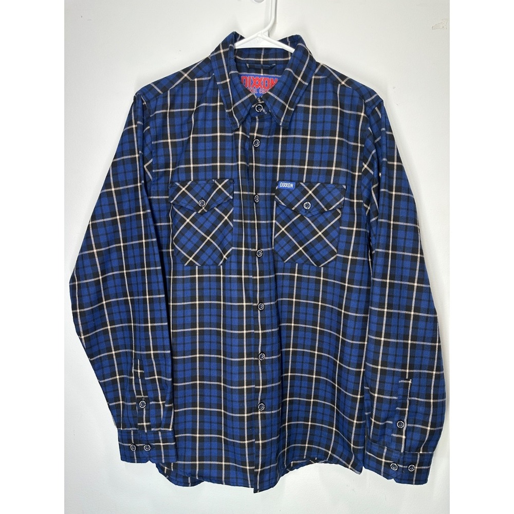 Dixxon Fannel The McKenzie Long Sleeve Shirt Plaid Blue - Medium